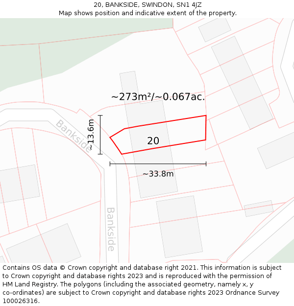 20, BANKSIDE, SWINDON, SN1 4JZ: Plot and title map