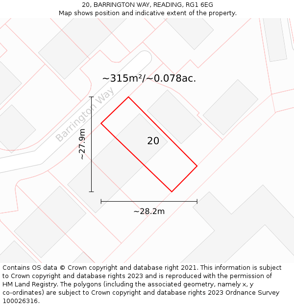 20, BARRINGTON WAY, READING, RG1 6EG: Plot and title map