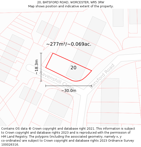 20, BATSFORD ROAD, WORCESTER, WR5 3RW: Plot and title map