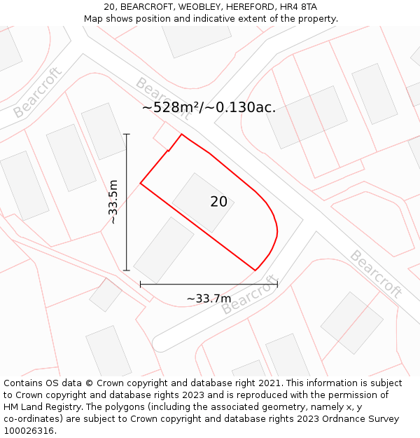 20, BEARCROFT, WEOBLEY, HEREFORD, HR4 8TA: Plot and title map