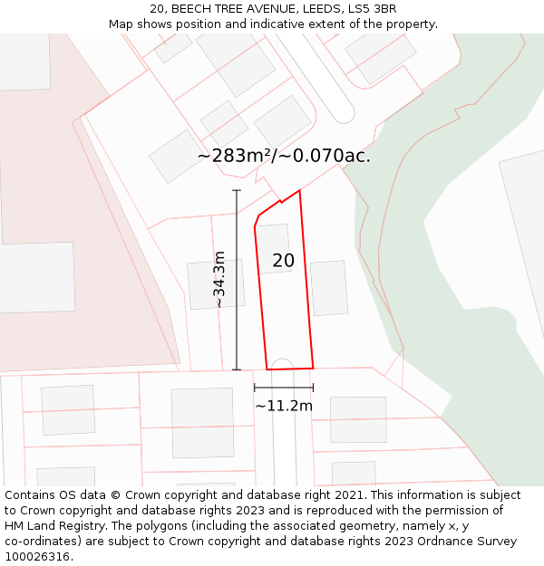 20, BEECH TREE AVENUE, LEEDS, LS5 3BR: Plot and title map