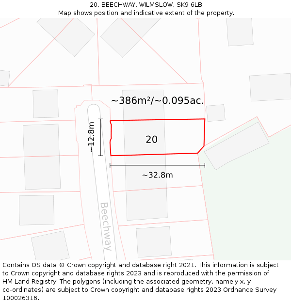 20, BEECHWAY, WILMSLOW, SK9 6LB: Plot and title map