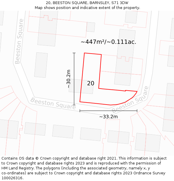 20, BEESTON SQUARE, BARNSLEY, S71 3DW: Plot and title map