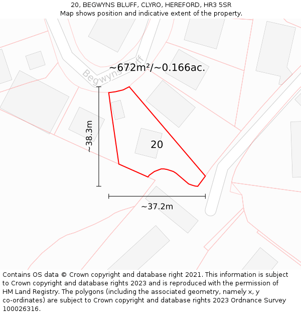 20, BEGWYNS BLUFF, CLYRO, HEREFORD, HR3 5SR: Plot and title map