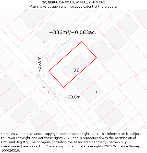 20, BERMUDA ROAD, WIRRAL, CH46 6AZ: Plot and title map