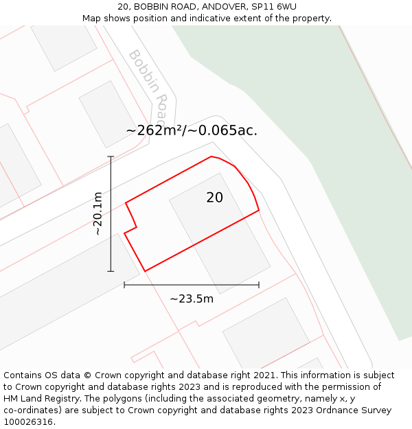 20, BOBBIN ROAD, ANDOVER, SP11 6WU: Plot and title map