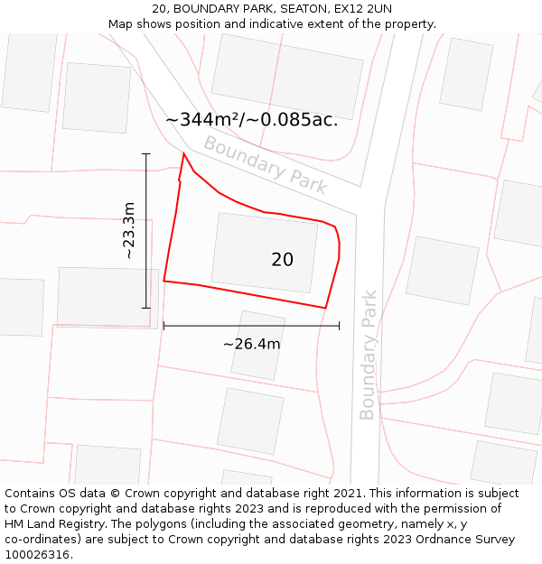 20, BOUNDARY PARK, SEATON, EX12 2UN: Plot and title map
