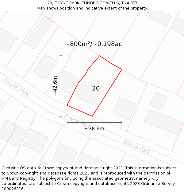 20, BOYNE PARK, TUNBRIDGE WELLS, TN4 8ET: Plot and title map