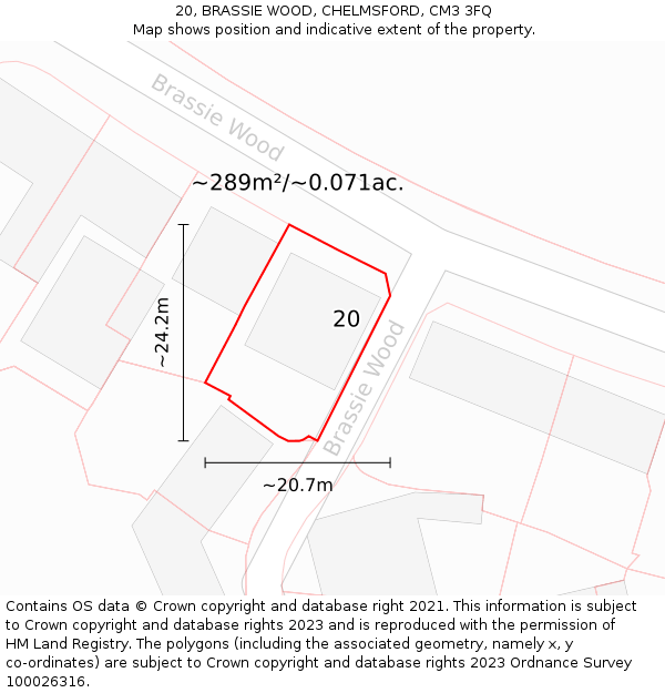 20, BRASSIE WOOD, CHELMSFORD, CM3 3FQ: Plot and title map