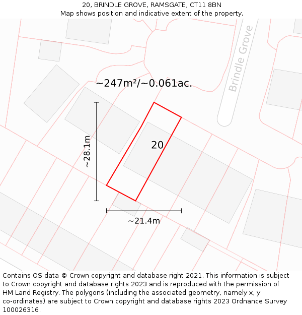 20, BRINDLE GROVE, RAMSGATE, CT11 8BN: Plot and title map