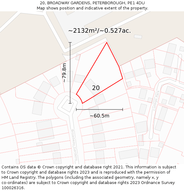 20, BROADWAY GARDENS, PETERBOROUGH, PE1 4DU: Plot and title map