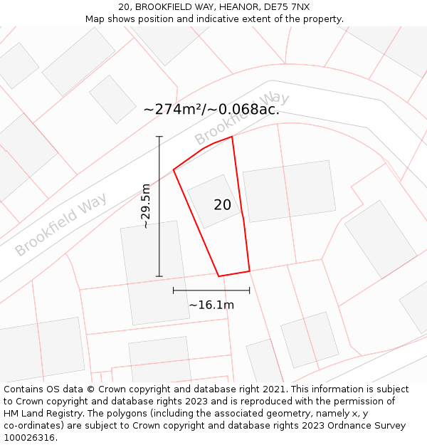 20, BROOKFIELD WAY, HEANOR, DE75 7NX: Plot and title map
