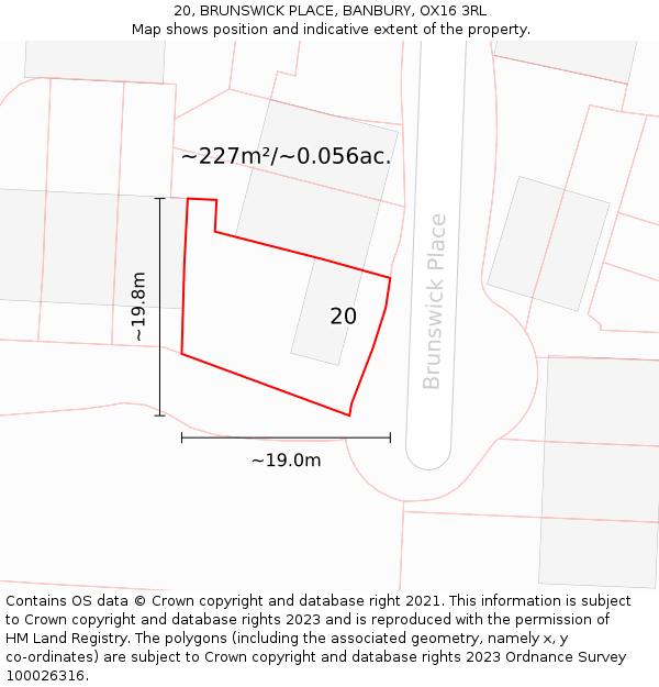 20, BRUNSWICK PLACE, BANBURY, OX16 3RL: Plot and title map