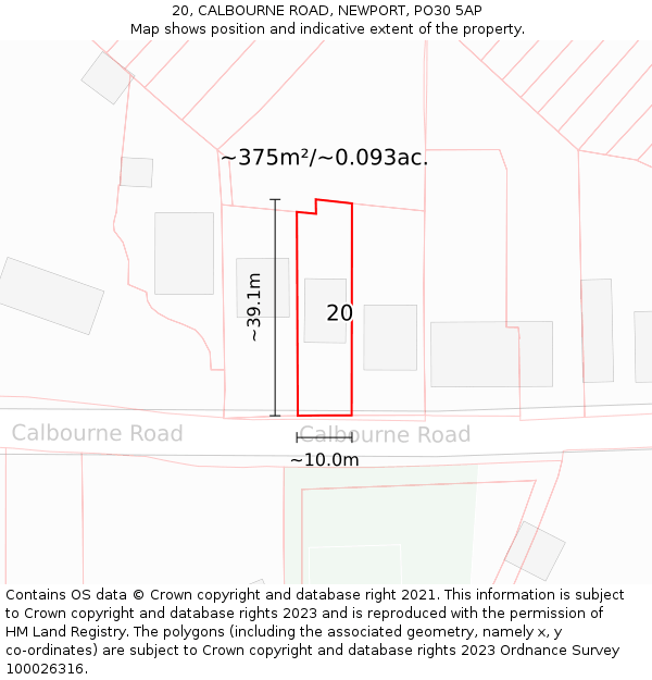 20, CALBOURNE ROAD, NEWPORT, PO30 5AP: Plot and title map