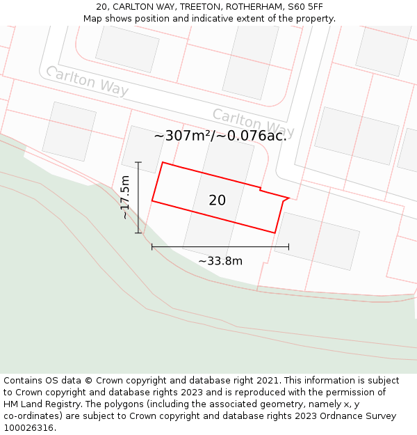 20, CARLTON WAY, TREETON, ROTHERHAM, S60 5FF: Plot and title map