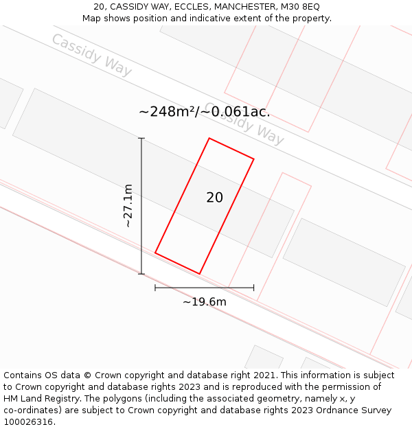 20, CASSIDY WAY, ECCLES, MANCHESTER, M30 8EQ: Plot and title map