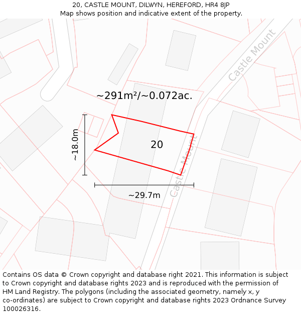 20, CASTLE MOUNT, DILWYN, HEREFORD, HR4 8JP: Plot and title map