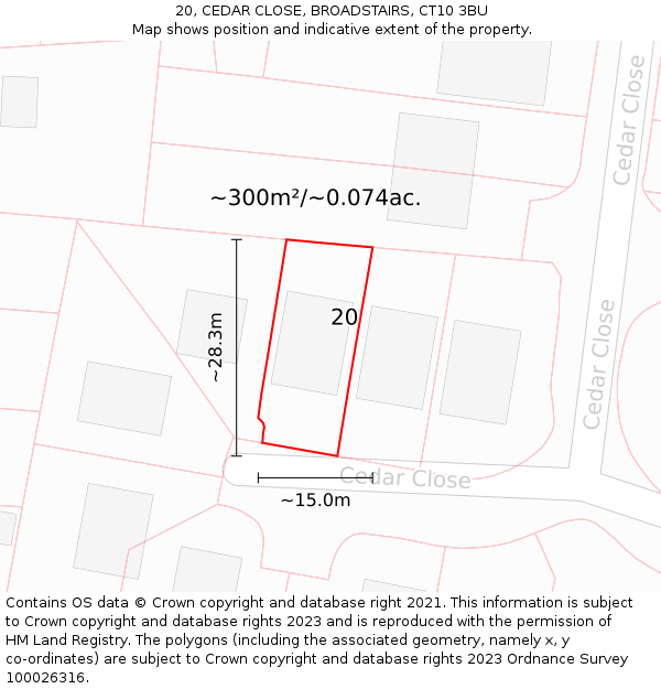 20, CEDAR CLOSE, BROADSTAIRS, CT10 3BU: Plot and title map