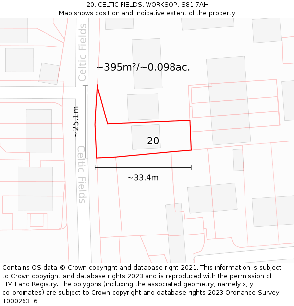 20, CELTIC FIELDS, WORKSOP, S81 7AH: Plot and title map