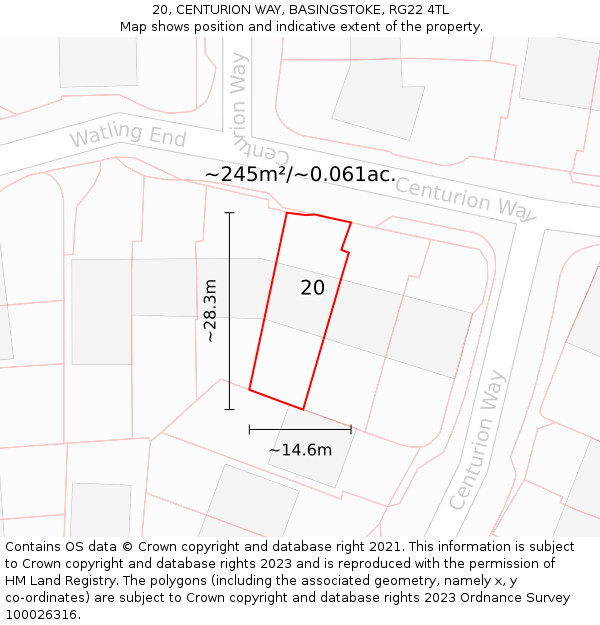 20, CENTURION WAY, BASINGSTOKE, RG22 4TL: Plot and title map