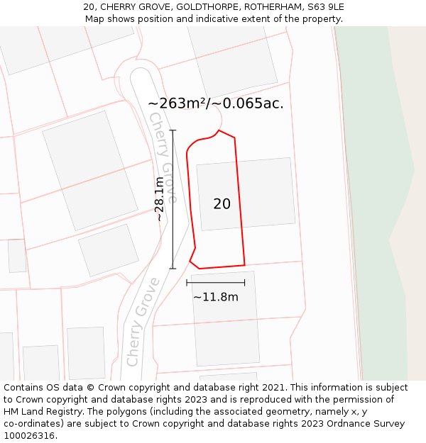 20, CHERRY GROVE, GOLDTHORPE, ROTHERHAM, S63 9LE: Plot and title map