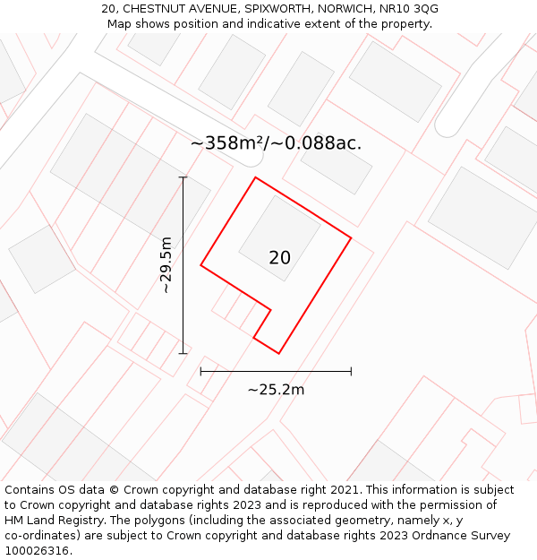 20, CHESTNUT AVENUE, SPIXWORTH, NORWICH, NR10 3QG: Plot and title map