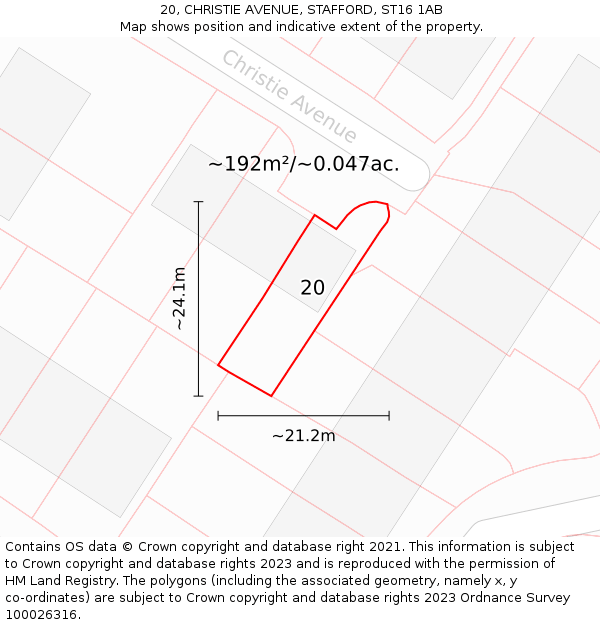 20, CHRISTIE AVENUE, STAFFORD, ST16 1AB: Plot and title map