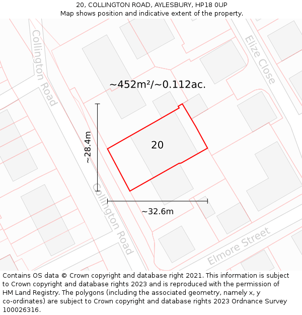 20, COLLINGTON ROAD, AYLESBURY, HP18 0UP: Plot and title map