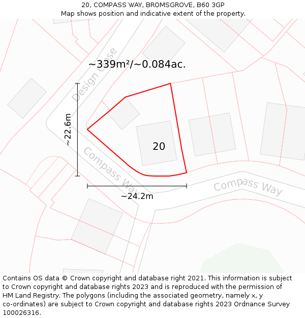 20, COMPASS WAY, BROMSGROVE, B60 3GP: Plot and title map