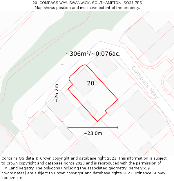 20, COMPASS WAY, SWANWICK, SOUTHAMPTON, SO31 7PS: Plot and title map