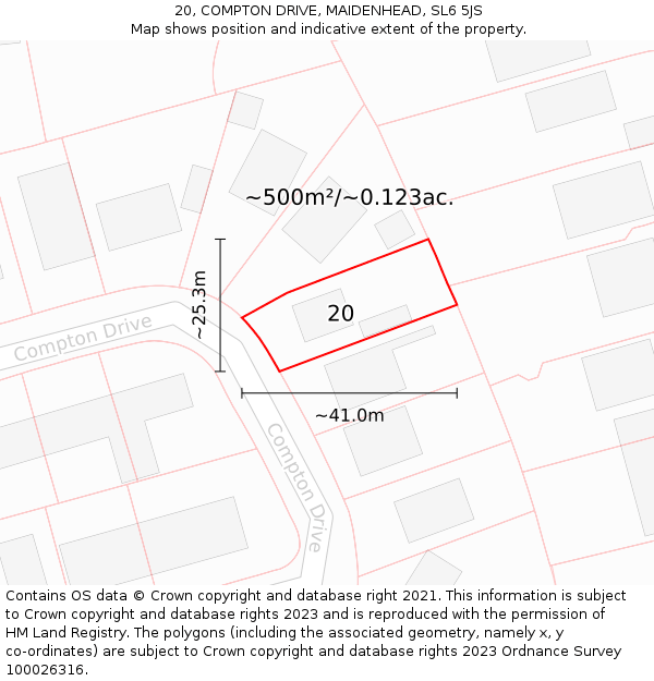20, COMPTON DRIVE, MAIDENHEAD, SL6 5JS: Plot and title map