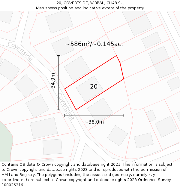 20, COVERTSIDE, WIRRAL, CH48 9UJ: Plot and title map