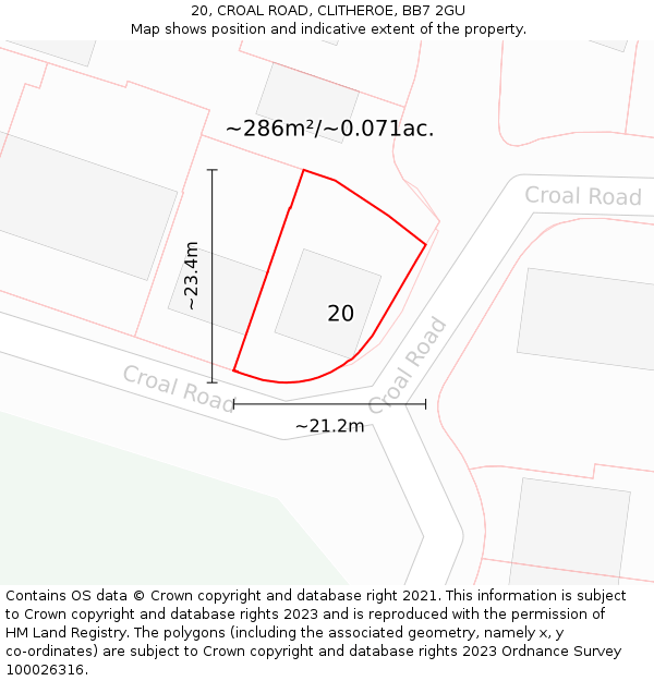 20, CROAL ROAD, CLITHEROE, BB7 2GU: Plot and title map