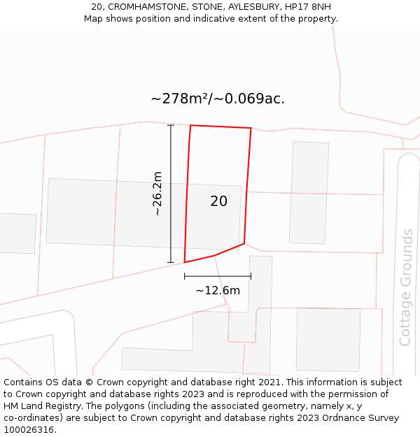 20, CROMHAMSTONE, STONE, AYLESBURY, HP17 8NH: Plot and title map