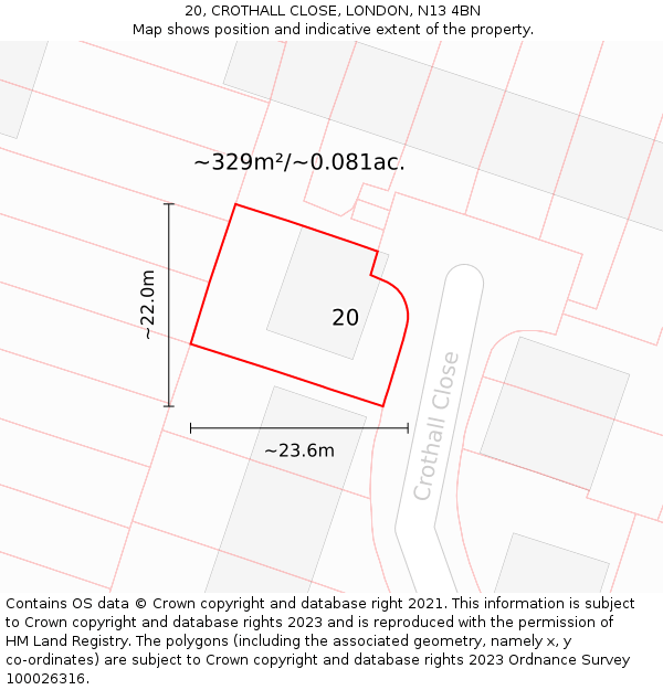20, CROTHALL CLOSE, LONDON, N13 4BN: Plot and title map