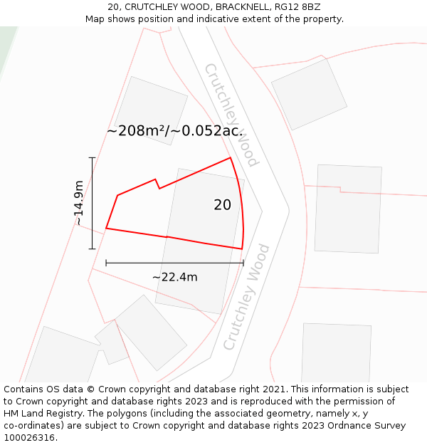 20, CRUTCHLEY WOOD, BRACKNELL, RG12 8BZ: Plot and title map
