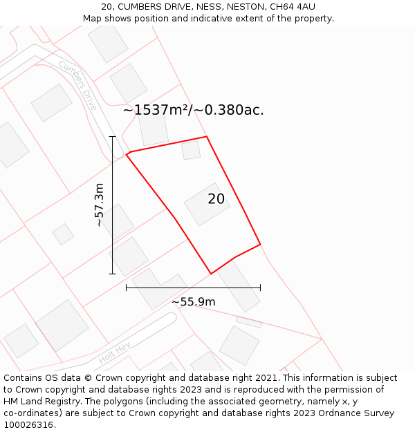 20, CUMBERS DRIVE, NESS, NESTON, CH64 4AU: Plot and title map