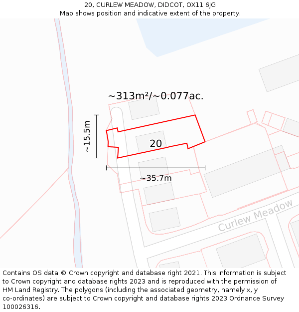 20, CURLEW MEADOW, DIDCOT, OX11 6JG: Plot and title map