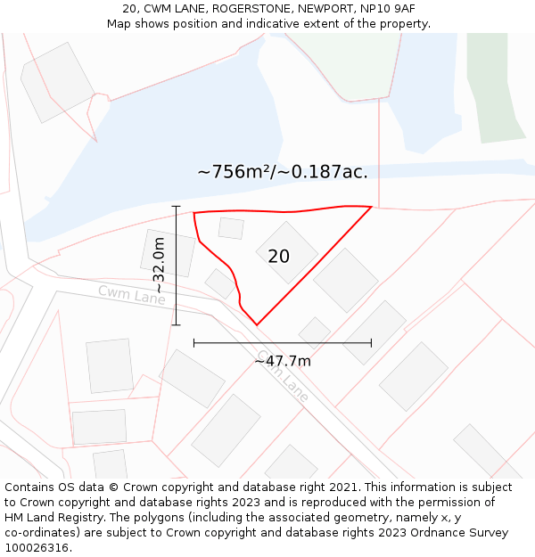 20, CWM LANE, ROGERSTONE, NEWPORT, NP10 9AF: Plot and title map