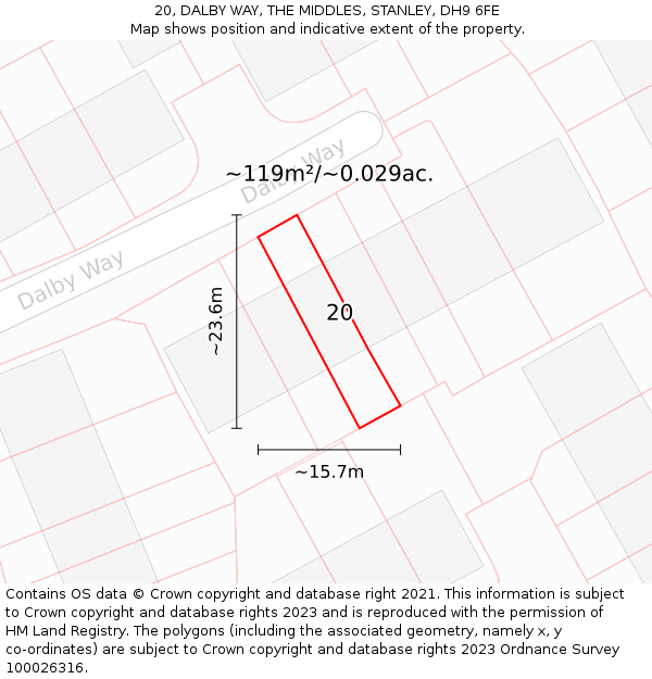 20, DALBY WAY, THE MIDDLES, STANLEY, DH9 6FE: Plot and title map