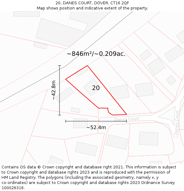 20, DANES COURT, DOVER, CT16 2QF: Plot and title map