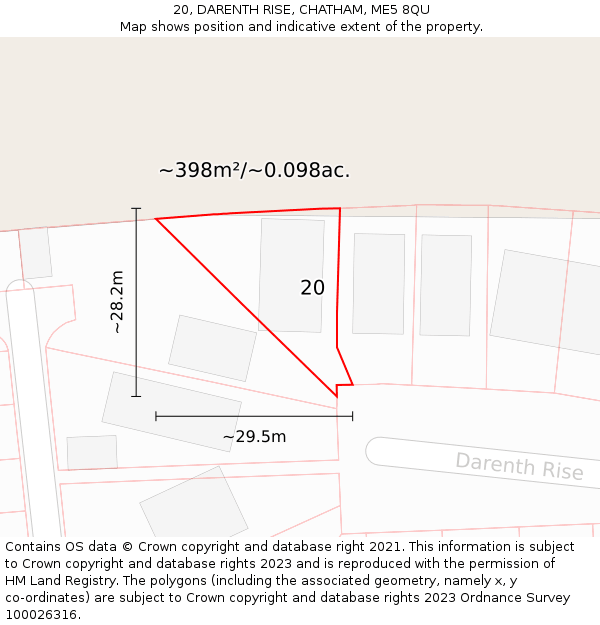 20, DARENTH RISE, CHATHAM, ME5 8QU: Plot and title map