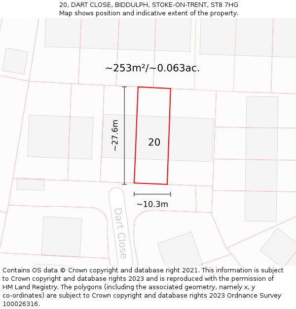 20, DART CLOSE, BIDDULPH, STOKE-ON-TRENT, ST8 7HG: Plot and title map