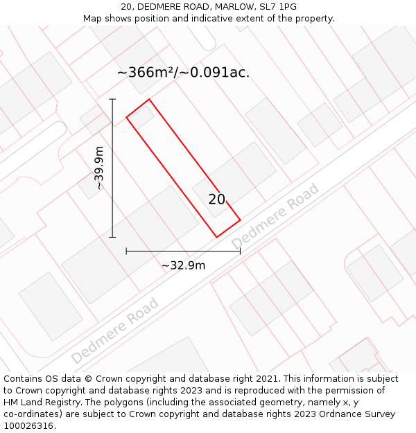 20, DEDMERE ROAD, MARLOW, SL7 1PG: Plot and title map
