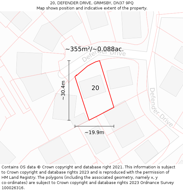 20, DEFENDER DRIVE, GRIMSBY, DN37 9PQ: Plot and title map