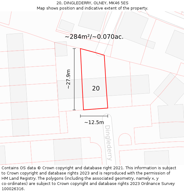 20, DINGLEDERRY, OLNEY, MK46 5ES: Plot and title map
