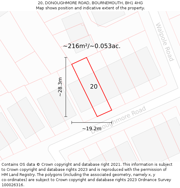 20, DONOUGHMORE ROAD, BOURNEMOUTH, BH1 4HG: Plot and title map