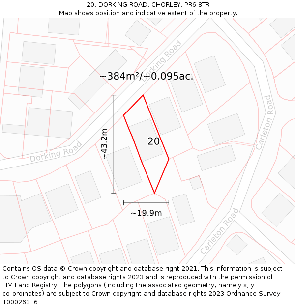 20, DORKING ROAD, CHORLEY, PR6 8TR: Plot and title map