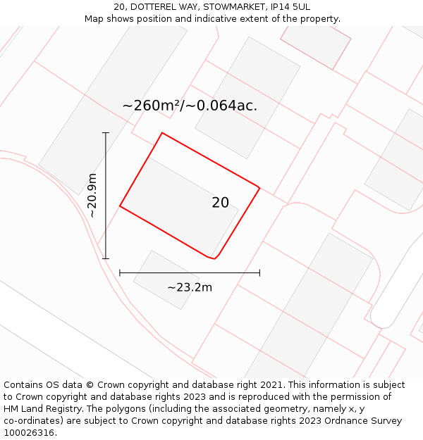 20, DOTTEREL WAY, STOWMARKET, IP14 5UL: Plot and title map