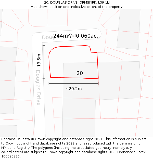 20, DOUGLAS DRIVE, ORMSKIRK, L39 1LJ: Plot and title map